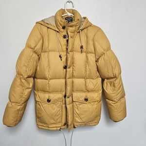 Abercrombie & Fitch 90s Mustard Puffer Down Hooded Jacket Sz Small